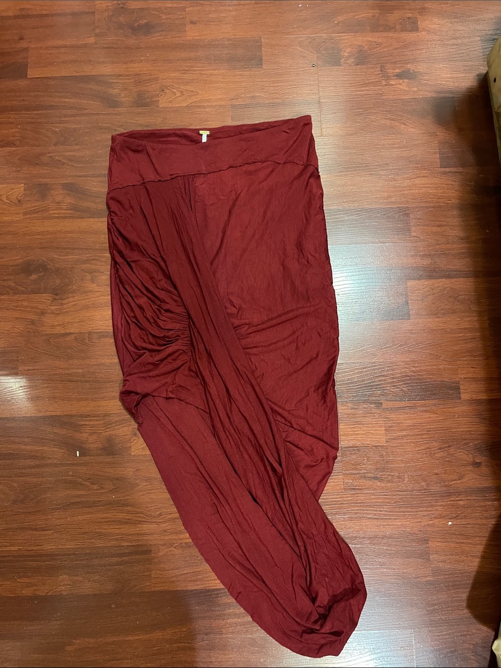 Free People Deep Wine Asymmetrical Draped Maxi Skirt